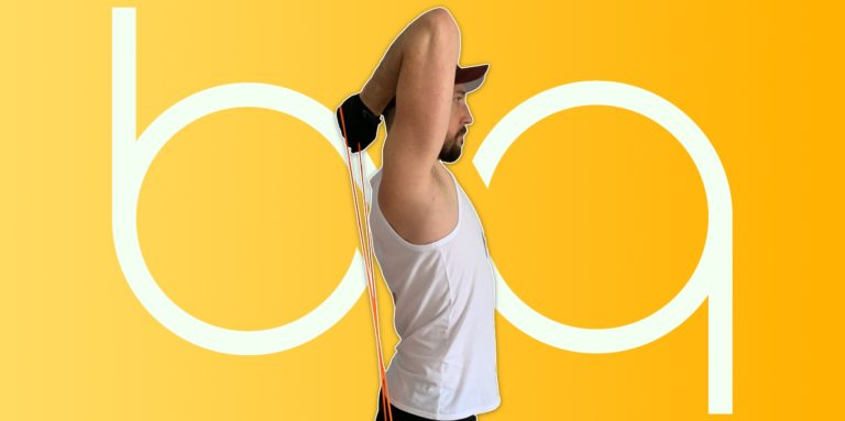 biqbandtraining tricep overhead extension with resistance band